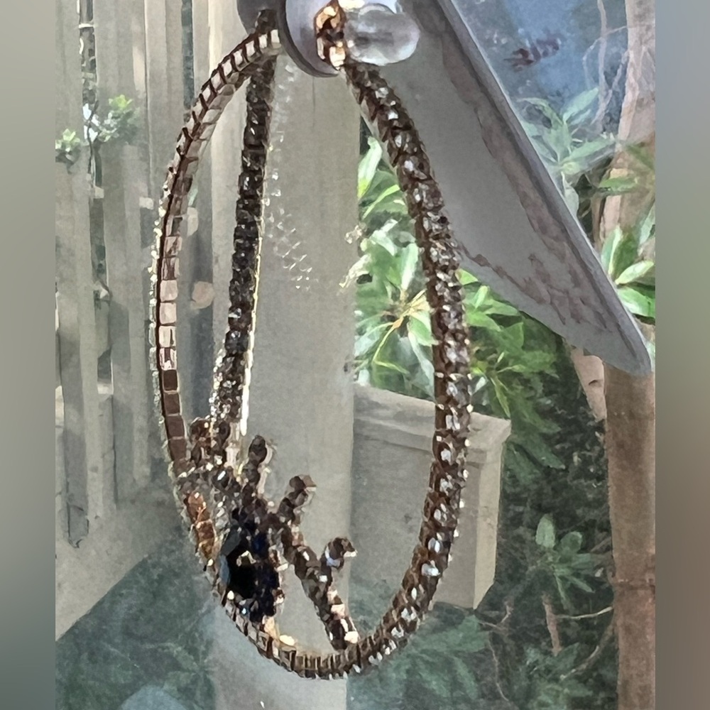 Evil Eye Rhinestone Hoops - Picture 3 of 3